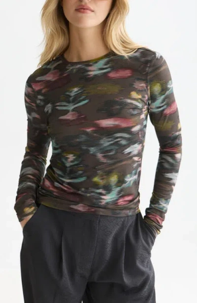 Scotch & Soda Print Long Sleeve T-shirt In Black