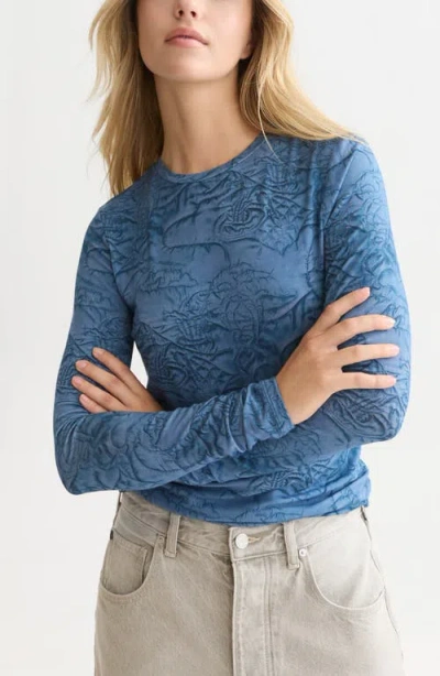 Scotch & Soda Print Long Sleeve T-shirt In Blue