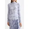 Scotch & Soda Print Mock Neck Top In White