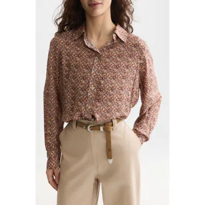 Scotch & Soda Print Relaxed Fit Shirt In Brown
