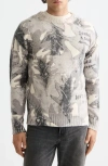 Scotch & Soda Print Relaxed Wool & Cotton Sweater In Gray