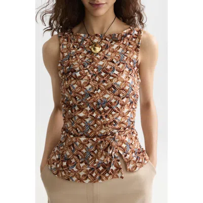 Scotch & Soda Print Texture Sleeveless Top In Multi