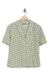 Scotch & Soda Printed Cotton Camp Shirt In Green