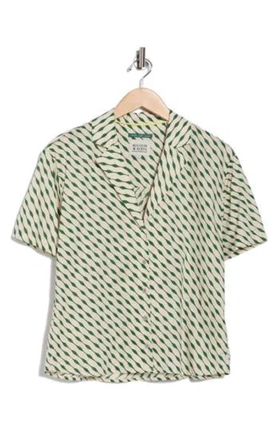 Scotch & Soda Printed Cotton Camp Shirt In Green