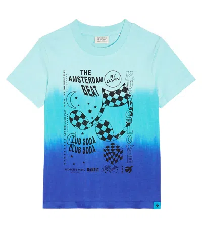 Scotch & Soda Kids' Printed Cotton Jersey T-shirt In Blue