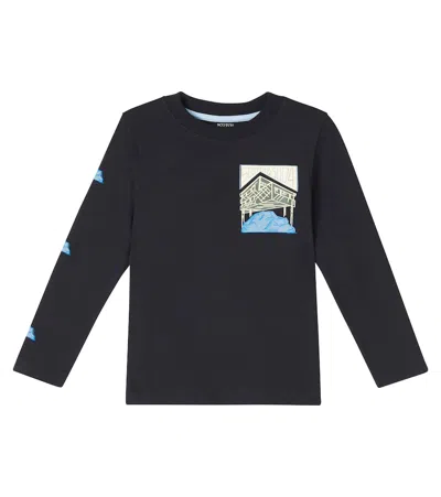 Scotch & Soda Kids' Printed Cotton Sweatshirt In Black
