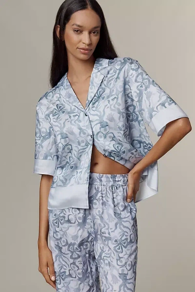 Scotch & Soda Printed Short-sleeve Shirt Top In Blue