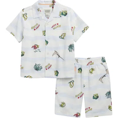 Scotch & Soda Kids'  Printed Woven Shirt & Shorts Set In White