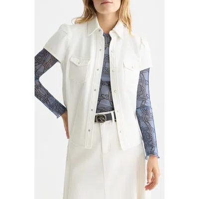 Scotch & Soda Puff Shoulder Denim Shirt In Multi