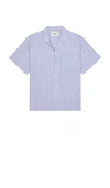 Scotch & Soda Tonal Striped Short Sleeve Shirt In Blue
