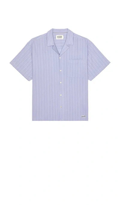 Scotch & Soda Tonal Striped Short Sleeve Shirt In Blue