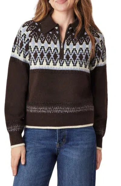 Scotch & Soda Quarter Zip Pullover In Brown