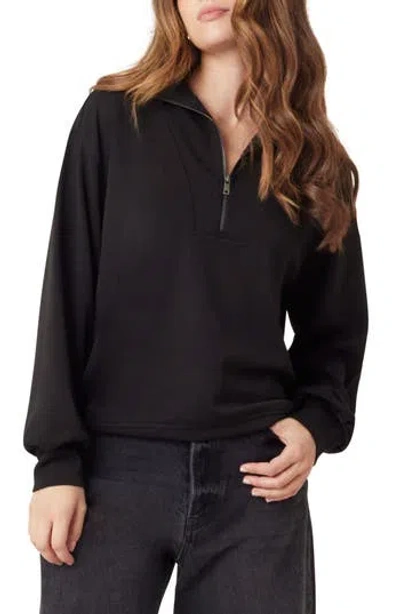 Scotch & Soda Quarter Zip Sweatshirt In Black