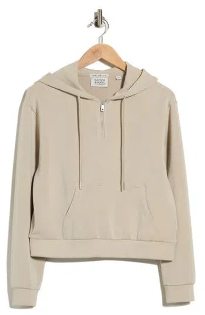 Scotch & Soda Quarter-zip Hoodie In Neutral