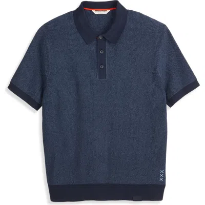 Scotch & Soda Recycled Cotton Blend Polo Sweater In Blue