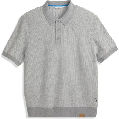 Scotch & Soda Recycled Cotton Blend Polo Sweater In Gray