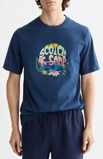 Scotch & Soda Regular Fit Artwork Graphic T-shirt In Blue