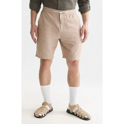 Scotch & Soda Regular Fit Cotton & Linen Chino Shorts In Brown
