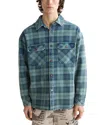Scotch & Soda Regular Fit Washed Denim Check Shirt Jacket In Green