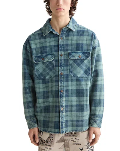 SCOTCH & SODA REGULAR FIT WASHED DENIM CHECK SHIRT JACKET