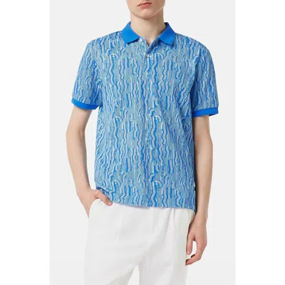 Scotch & Soda Regular Print Micro Print Cotton Polo In Multi