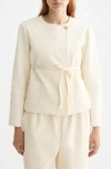 Scotch & Soda Relaxed Collarless Jacket In White