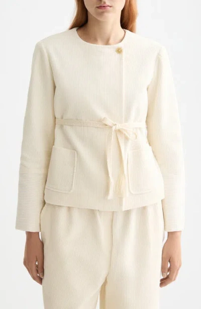 Scotch & Soda Relaxed Collarless Jacket In White
