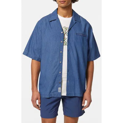 Scotch & Soda Relaxed Fit Cotton Camp Shirt In Blue