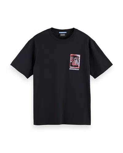 Scotch & Soda Relaxed Fit Graphic Logo Tee In Black