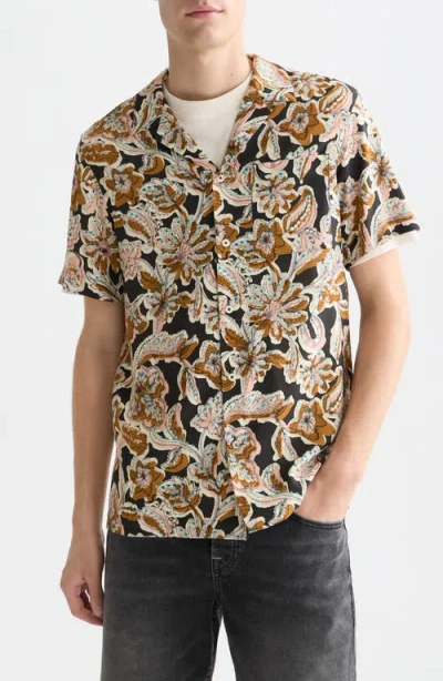 Scotch & Soda Relaxed Fit Print Short Sleeve Button-up Shirt In Multi