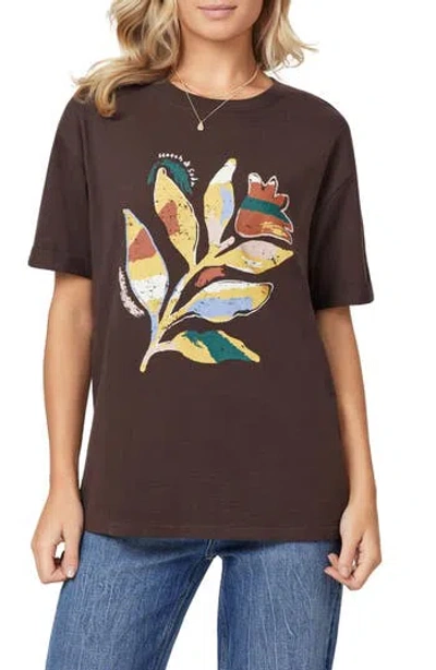 Scotch & Soda Relaxed Fit Roll Cuff Cotton Graphic T-shirt In Brown