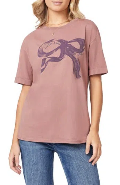 Scotch & Soda Relaxed Fit Roll Cuff Cotton Graphic T-shirt In Pink