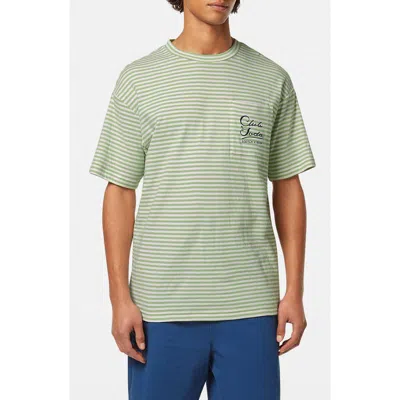 Scotch & Soda Relaxed Fit Stripe Pocket T-shirt In Green