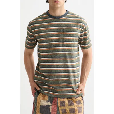 Scotch & Soda Relaxed Fit Stripe Pocket T-shirt In Green