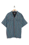 Scotch & Soda Relaxed Fit Stripe Short Sleeve Button-up Shirt In Multi