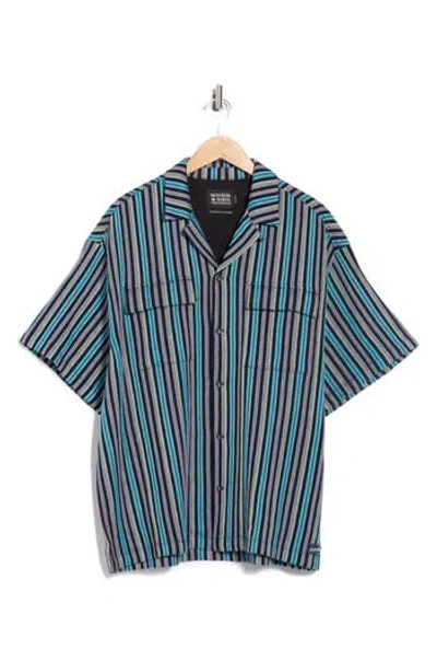Scotch & Soda Relaxed Fit Stripe Short Sleeve Button-up Shirt In Multi
