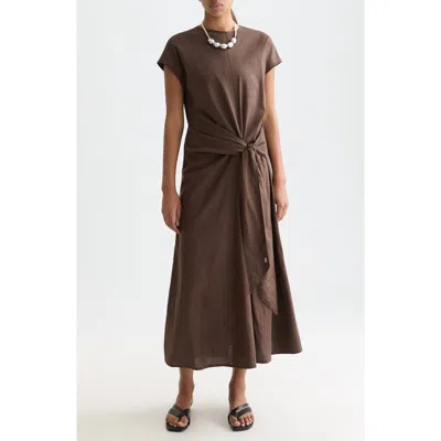 Scotch & Soda Relaxed Linen Blend Maxi Dress In Brown