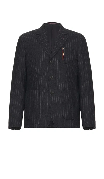 Scotch & Soda Relaxed Pinstripe Blazer In 차코 스트라이프