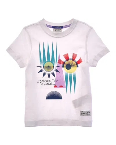 Scotch & Soda Kids'  Relaxed-fit Artwork T-shirt In White