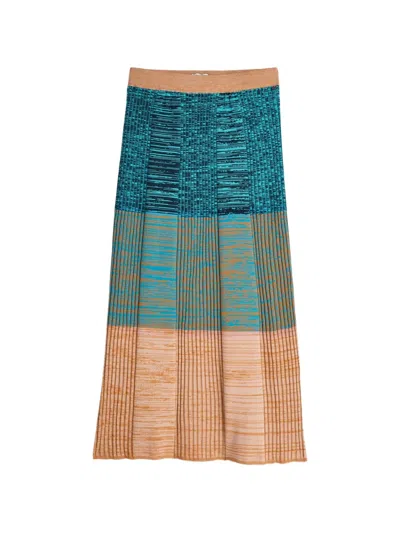 Scotch & Soda Ribbed-knit Colour-block Maxi Skirt In Multi