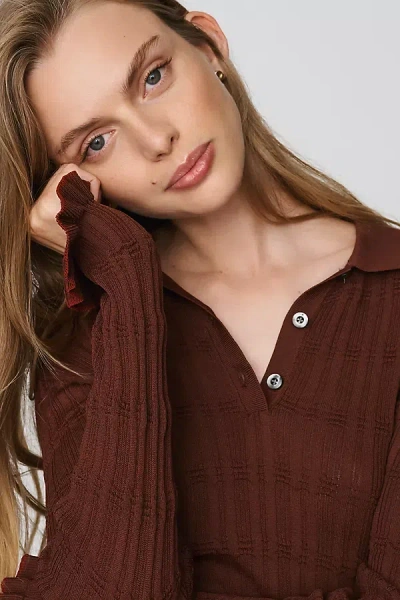 Scotch & Soda Ripple Stitch Sweater In Brown