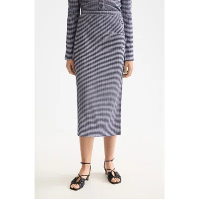 Scotch & Soda Ruched Gingham Midi Skirt In Multi