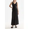 Scotch & Soda Ruffle Trim Maxi Slipdress In Black