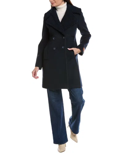 Scotch & Soda Runa Double-breasted Mid-length Coat In Black