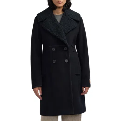SCOTCH & SODA SCOTCH & SODA RUNA FAUX SHEARLING COLLAR PEACOAT