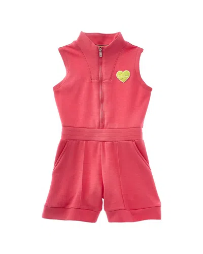 Scotch & Soda Kids'  S & S Tennis Group 1/2-zip Romper In Pink