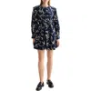 Scotch & Soda Scallop Trim Long Sleeve Cotton Minidress In Blue