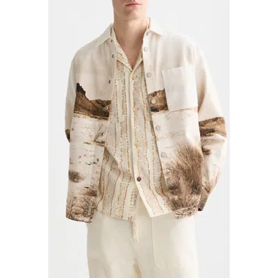 Scotch & Soda Scenery Button-up Cotton Overshirt In Brown