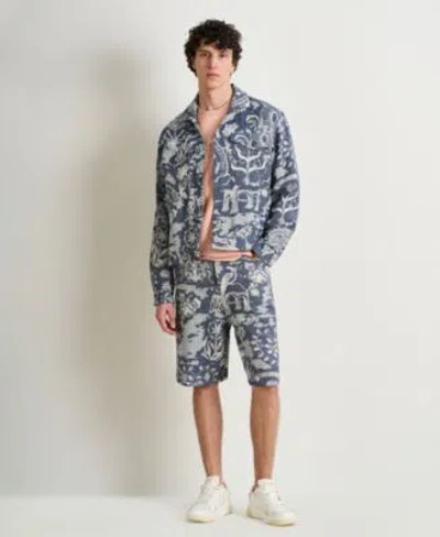 Scotch & Soda Scotch Soda Mens Delfts Blauw Jacquard Matching Set Paired With Misty Rose Handpainted Graphic T Shi In Multi