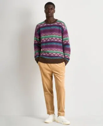 Scotch & Soda Scotch Soda Mens Drop Shoulder Long Sleeve Sweater Paired With Loose Tapered Corduroy Joggers In Multi